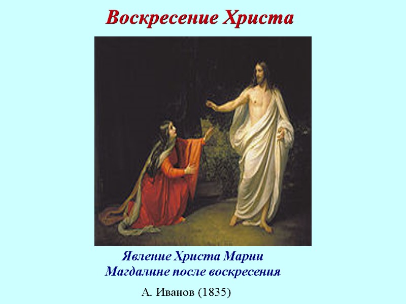 Явление Христа Марии Магдалине после воскресения А. Иванов (1835) Воскресение Христа